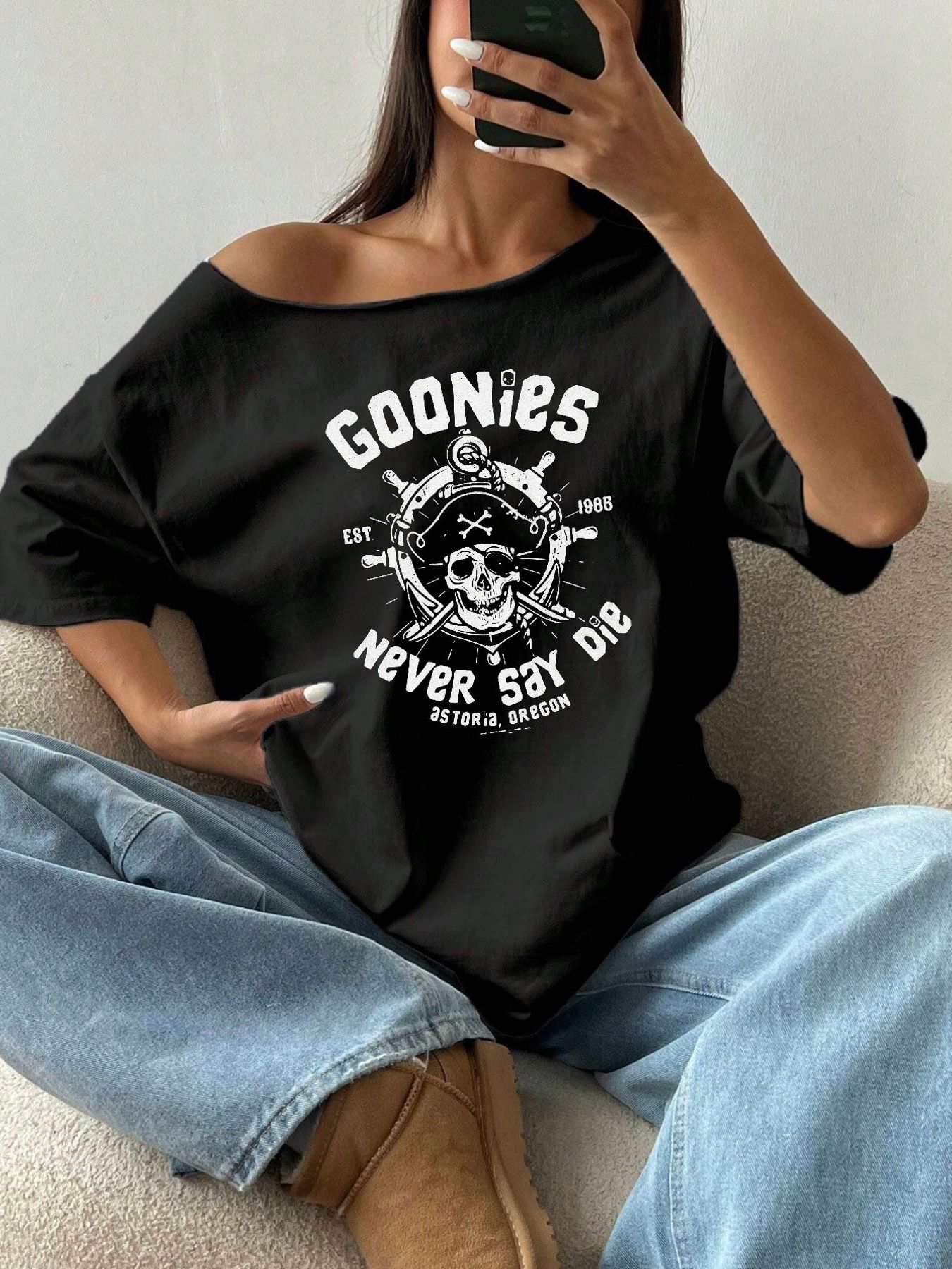 100% Cotton Plus Size Skull Pi - Blouse Off Shoulder 评论和价格